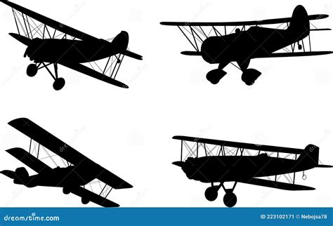 Vintage Airplanes Silhouettes Stock Vector Illustration Of Plane