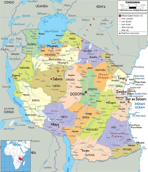 Detailed Political Map Of Tanzania Ezilon Maps