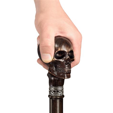 Carved Skull Walking Cane With A Knob Handle Fashionable Etsy