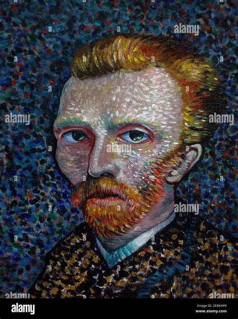 Oil Painting Man Face On Canvas Van Gogh Stock Photo Alamy