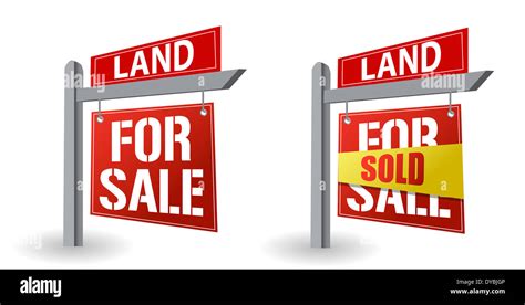 Land For Sale Sign Illustration Design Over A White Background Stock
