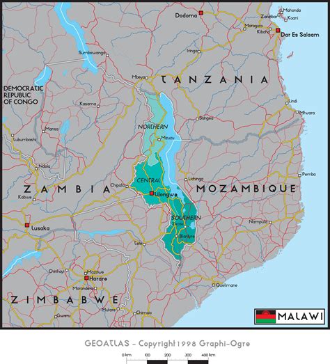 Malawi Political Wall Map