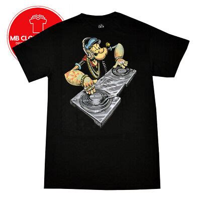 Popeye The Sailor Man Party DJ Men S Graphic T Shirt Classic Black Cotton EBay
