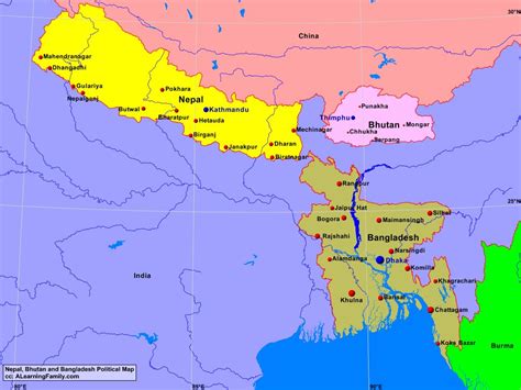 map of nepal and bhutan