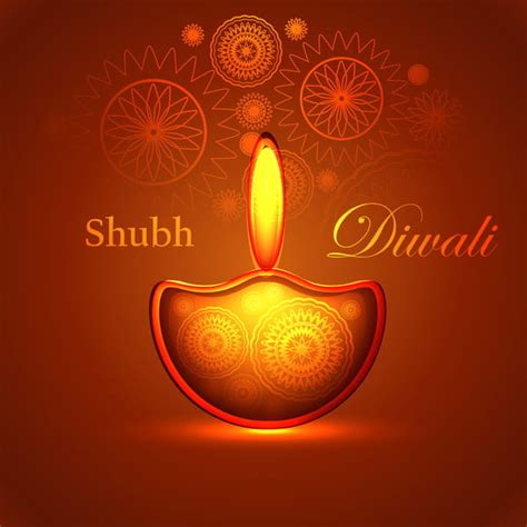 Beautiful Happy Diwali Shiny Diya Bright Colorful Hindu Festival