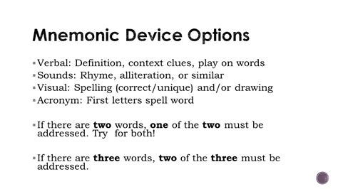 Mnemonic Examples