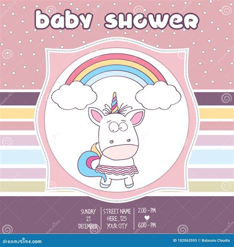 Beautiful Baby Shower Card Template With Lovely Baby Girl Stock Vector