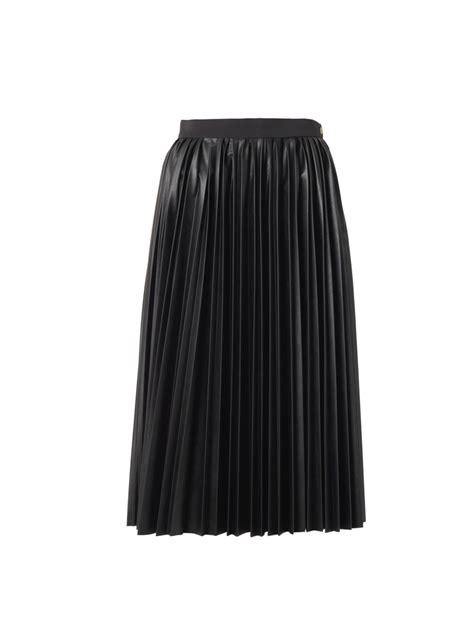 Lanvin Pleated Faux Leather Midi Skirt In Black Lyst