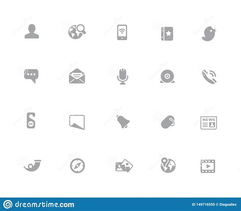 Social Icons 32 Pixels Icons White Series Stock Vector