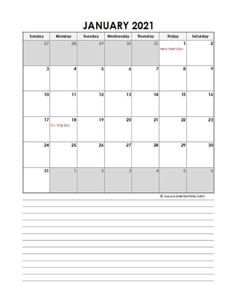 2021 Monthly Excel Template Calendar Free Printable Templates