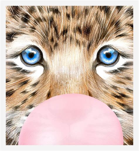 Leopard With Pink Bubble Gum Print Digital Download Etsy
