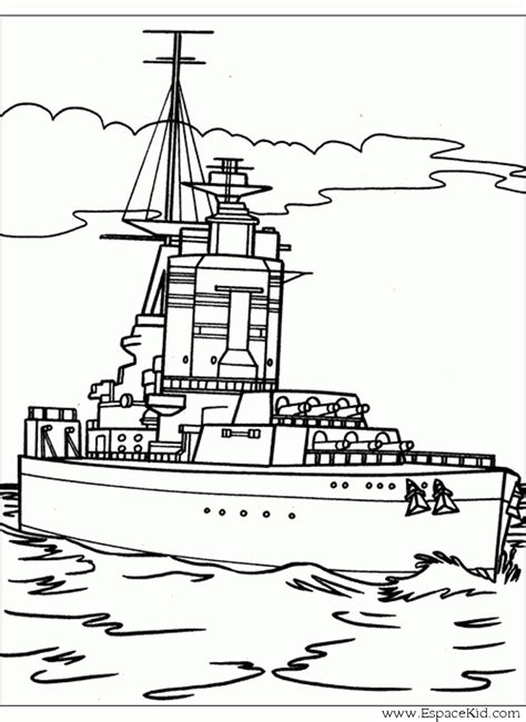 Coloriage Navire de guerre à imprimer dans les coloriages Bateau