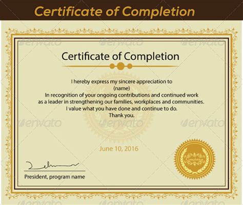 Certificate Of Completion Free Template Prntbl
