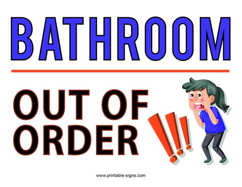 Bathroom Out Of Order Sign Printable Printable Signs