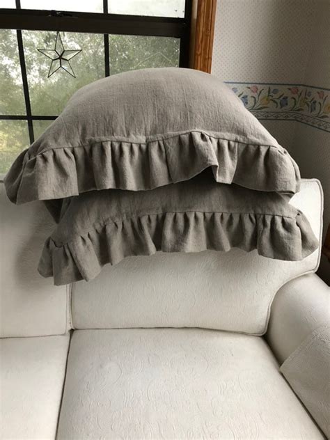 Custom Ruffled Pillow Shams Ruffled Linen Pillows Custom Sizes Etsy