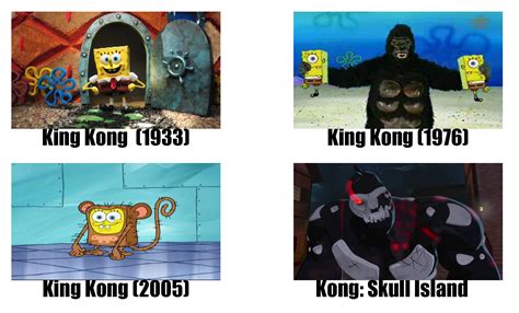 Godzilla vs kong vs bonk meme. Spongebob As King Kong and Remakes | SpongeBob Comparison ...