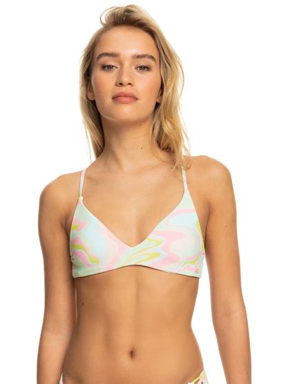 Tropics Hype Reversible Athletic Triangle Bikini Top For Women Roxy