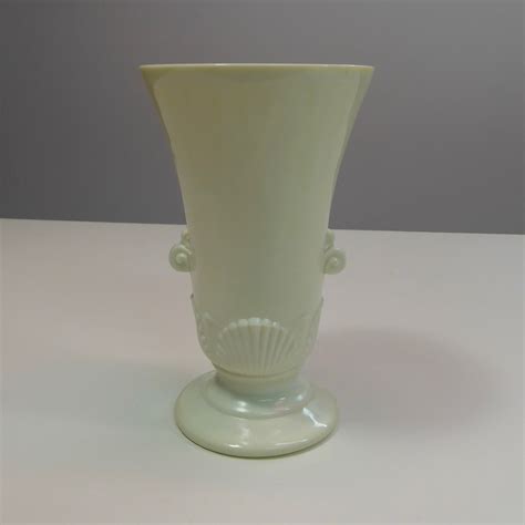 Art Deco White Vase White Pressed Glass Depression Glass Milk Glass Late 1930 Flower Vase