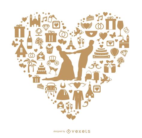 Wedding Heart Done With Icons Vector Download