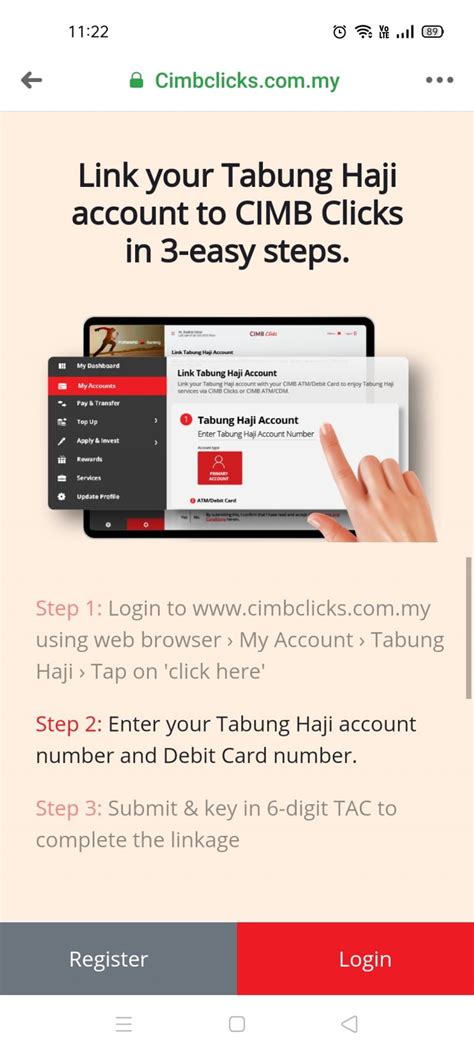 Cara Keluarkan Duit Tabung Haji Melalui CIMB Clicks Online