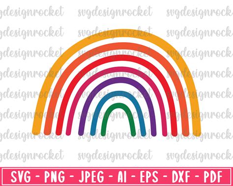 Bright Rainbow Svg Cut File Commercial Use Hand Drawn Etsy