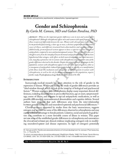 Pdf Gender And Schizophrenia