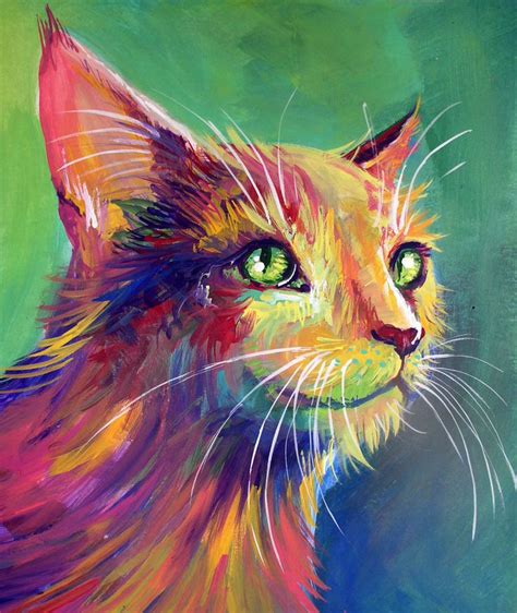 Colorful Cat 3 By San T On Deviantart Cat Colors Cat Painting Cat