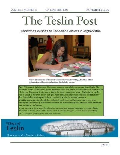 Teslin Post Volume No The Village Of Teslin
