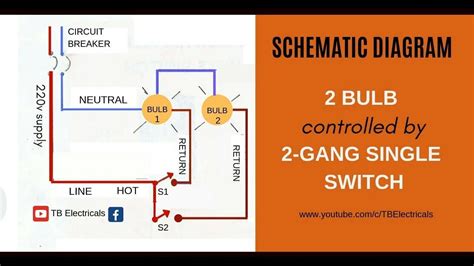Electrical Tutorial 2 Gang Switch Wiring Actual And Schematic Diagram