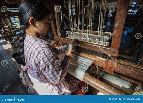 Myanmar Local Handicraft Editorial Photo Image Of Fabric 45791821