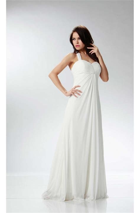 Elegant Halter Empire Waist Ivory Chiffon Ruched Beach Wedding Dress