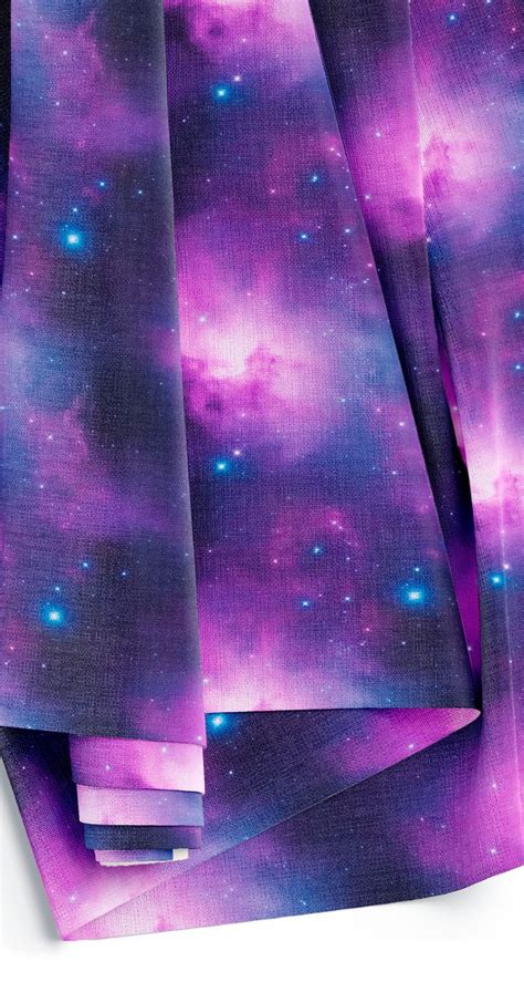 Purple Blue Galaxy Nebula Stars In Space Fabric And Wallpaper Fabric