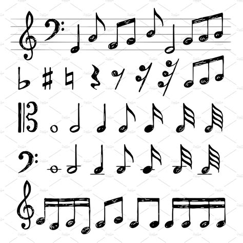Music Notes Collection Treble Clef Background Graphics Creative Market