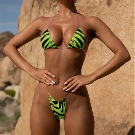 2020 Fashion Sexy Brazilian Bikinis Exotic Unique Design Zebra Stripe Bikini Swimwear Two Piece
