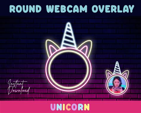 Round Neon Unicorn Webcam Overlays For Streaming Etsy