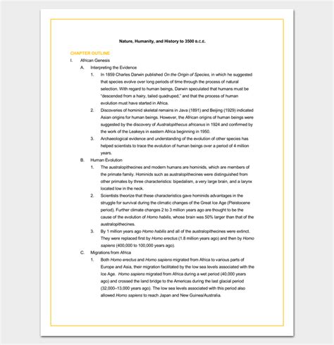 Chapter Outline Template 10 Free Formats Examples And Samples