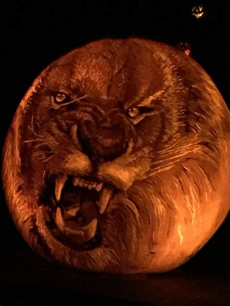 Carved Pumpkin Pumpkin Carving Carving Lion Sculpture