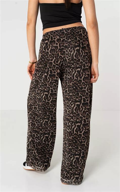 Mesh Broek Met Leopard Print Leopard Guts Gusto