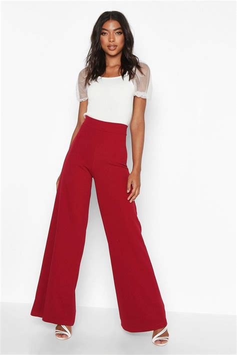 Tall Wide Leg Woven Pants Formal Trousers Women 70s Inspired Fashion