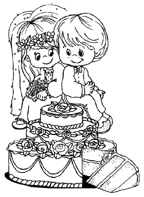 Coloriage Enfants Mignons et Mariage dessin gratuit à imprimer