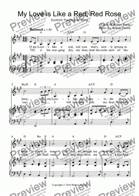 My Love Is Like A Red Red Rose Download Sheet Music Pdf File