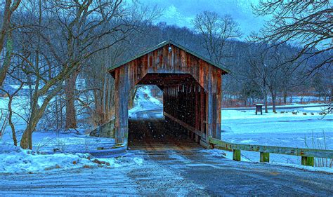 The Old Covered Bridge In Winter 1 Photograph By Mountain Dreams