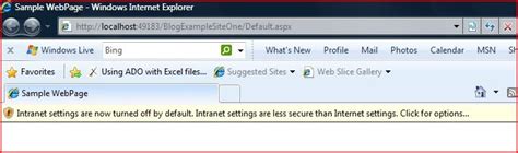 Aspnet Tips And Tricks Aspnet Intranet Settings Are Now Turned Off