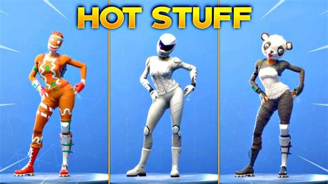 New Hot Stuff Emote On All New Fortnite Skins And With All Popular Fortnite Skins Youtube
