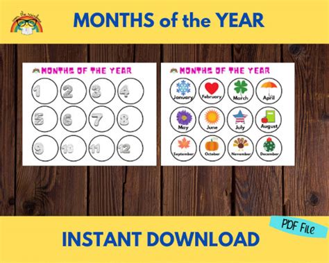 Months Of The Year Printable Seasons Matching Montessori Etsy
