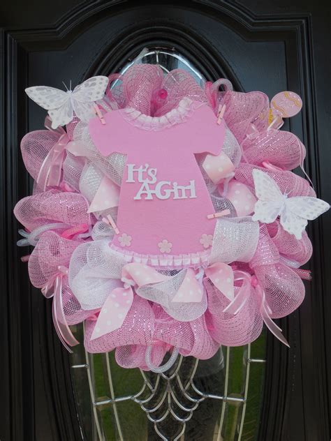 You'll probably be in the hospital for two to three days if you've had a vaginal delivery and about five days if you give birth by caesarean section, unless there are any an extra cushion or a breastfeeding pillow to make you more comfortable in labour and to use as support for feeding your baby. It's A Girl Deco Mesh Wreath … | Baby shower wreath