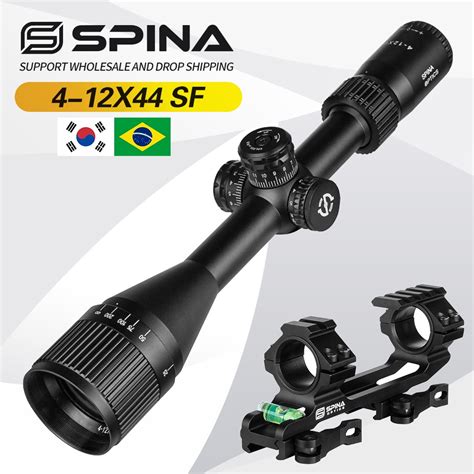 Spina Optics Hunting Riflescope 4 12x44 Tactical Rifle Scope Collimator