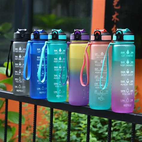 1000ml Portable Water Bottle Water Cups Sports Water Bottle With Time