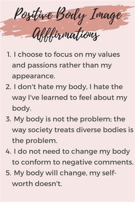 The Ultimate List Of Body Image Affirmations Transform Your Mindset