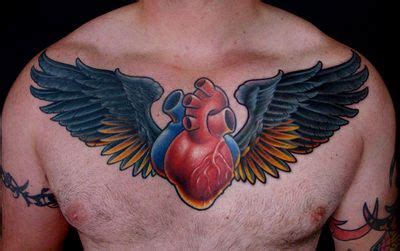 Piece of my heart tattoo. Heart and wings chest piece tattoo | Tattoo skin, Chest piece tattoos, Tattoos